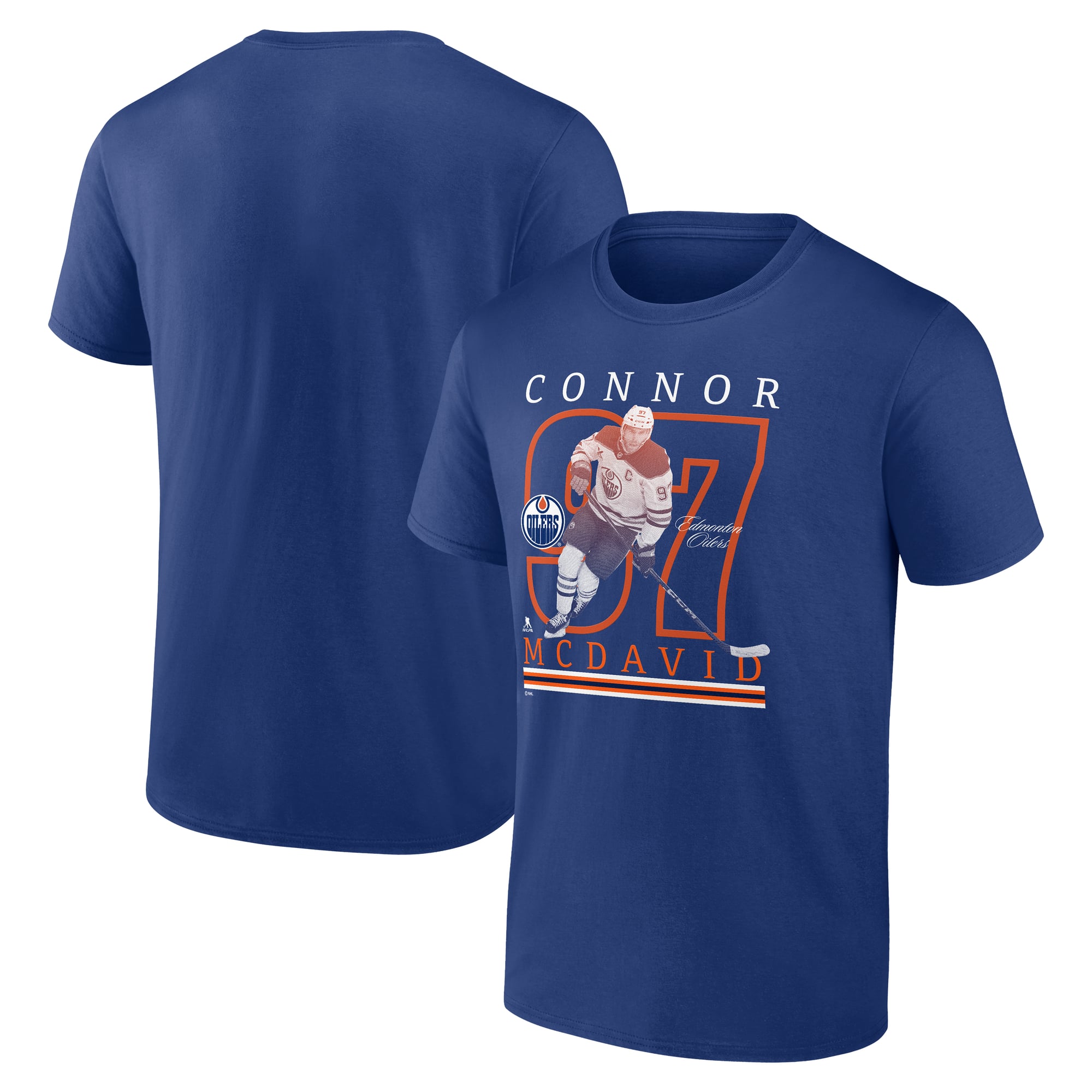 T-shirt Fanatics pour hommes, Connor McDavid, joueur des Oilers d'Edmonton, bleu